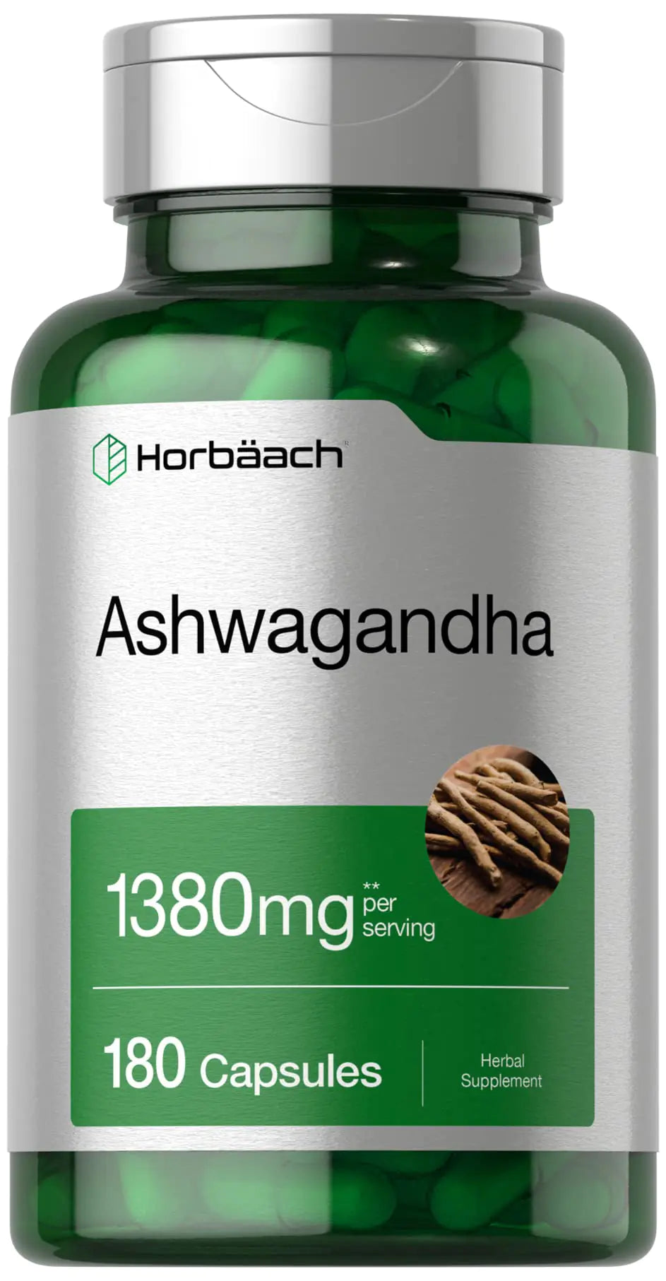 Horbaach Ashwagandha Root Extract Supplement 1380mg | 180 Capsules | Non-GMO Gluten Free